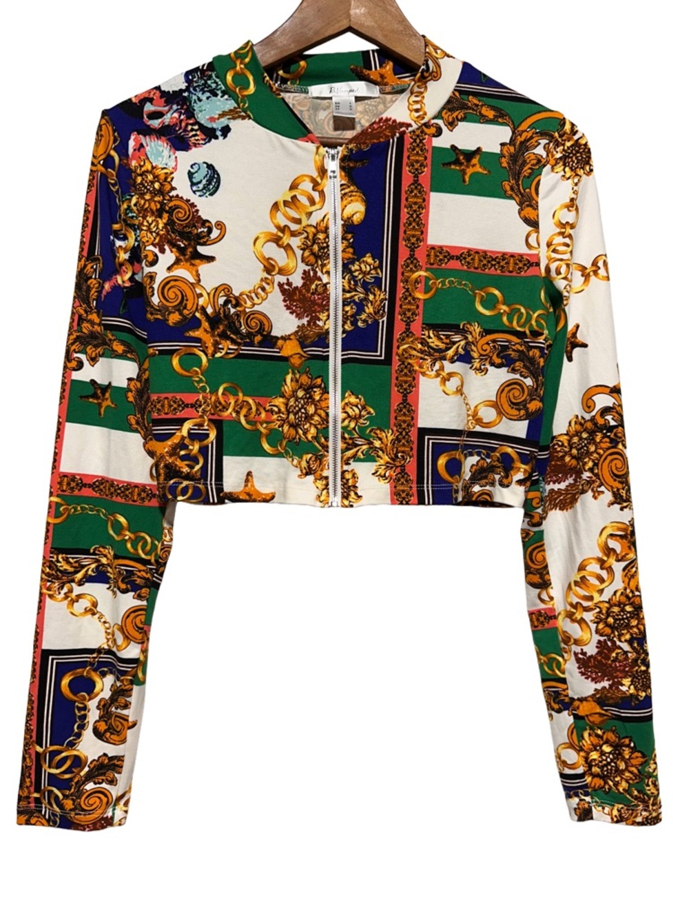 REVAMPED Baroque Chain Crop Jacket Mob Wife Euro Luxe Scarfcore Baddie